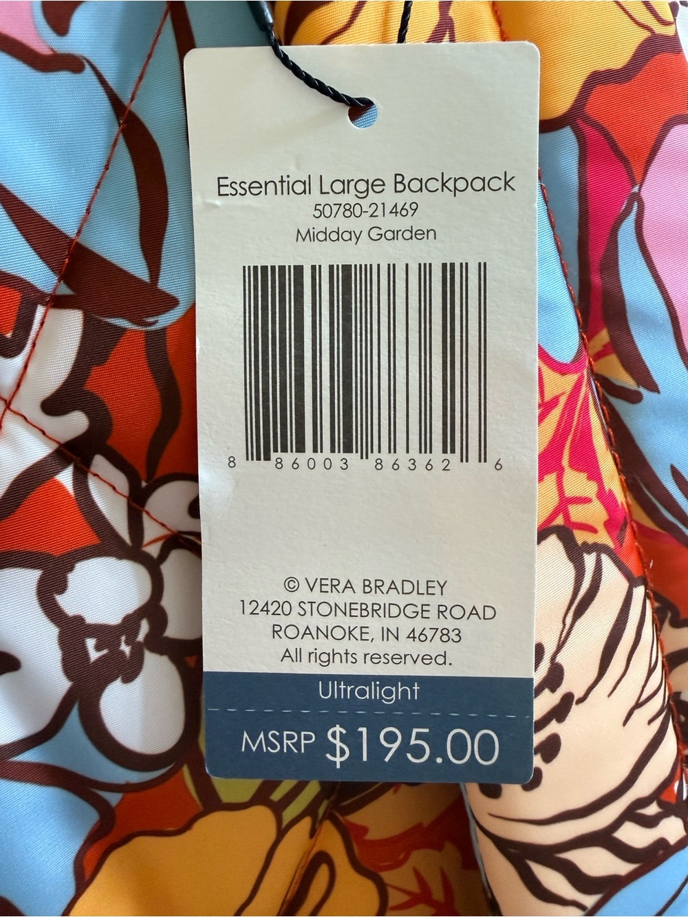 Vera Bradley Essential “LARGE” Vibrant Floral Backpack — Midday Garden NWT - Picture 11 of 12